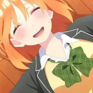 👒 anime, garota, sorrindo, feliz, fofa, desenho animado telegram sticker