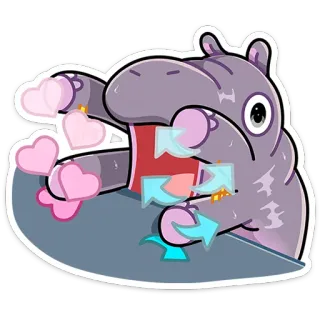 ❤️ hipopotam, kreskówka, zwierzę, naklejka, słodki, szczęśliwy, śmieszny telegram sticker
