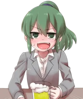 😂 Anime, Minum, Kantor, Gadis, Lucu, Kartun telegram sticker