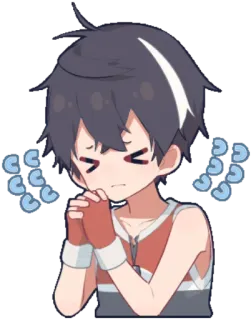 🙏 anime, personagem, preocupado, pensando, chateado, fofo telegram sticker