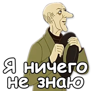 😰 Я НИЧЕГО НЕ ЗНАЮ Cartoon, Figur, Russisch, Text telegram sticker