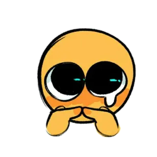 😢 Emoji, Triste, Supplicante, Piangente, Kawaii, Giallo, Cartone animato telegram sticker