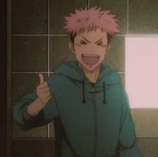 🕸 Yuji Itadori Jujutsu Kaisen anime, jujutsu kaisen, yuji itadori, character, thumbs up telegram sticker