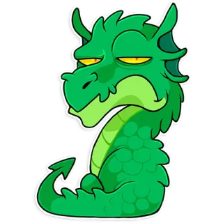 😑 dragão, desenho animado, adesivo, animal, fantasia, verde telegram sticker