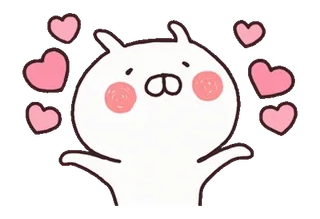 🍥 konijn, konijn, harten, schattig, liefde, cartoon, kawaii telegram sticker