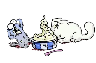 😜 cat, ice cream, food, cartoon whatsapp sticker