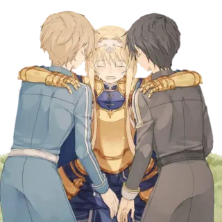 😭 Anime, Abrazo, Personajes, Amistad, Fantasía, Sword Art Online, Alice Zuberg whatsapp sticker