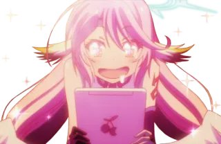 😍 Anime, Chica, Feliz, Brillante, Tablet whatsapp sticker