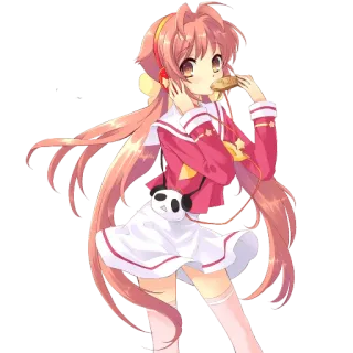 🍪 Anime Mädchen, süß, kawaii, Cartoon, Mädchen, rosa Haare, Panda telegram sticker