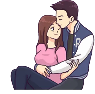 😌 casal, amor, relacionamento, abraço, beijo, romance, afeição telegram sticker
