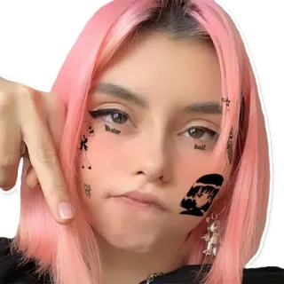 😠 baby doll girl, pink hair, woman, face, beauty, portrait telegram sticker