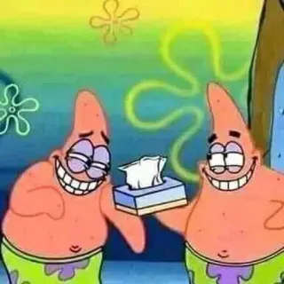 ➖ Patrick Star SpongeBob SquarePants Patrick, Bob l'éponge, Meme, Mouchoir, Dessin animé telegram sticker
