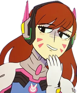😏 D.Va Overwatch D.Va, Overwatch, gamer, karakter video game, seringai, gadis telegram sticker