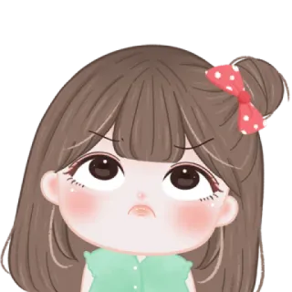 🍓 卡通, 女孩, 可爱, 生气, 难过, 嘟嘴 telegram sticker