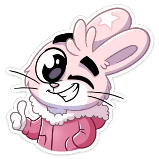 😉 lapin, dessin animé, animal, mignon, joyeux, clin d'oeil, guiño telegram sticker