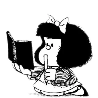 📖 Mafalda Comic, Cartoon, Buch, Lesen, Stift whatsapp sticker