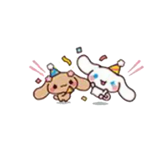 🎉 cinnamoroll, sanrio, lindo, fiesta, confeti, cumpleaños whatsapp sticker