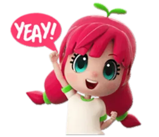✊ YEAY! Dessin animé, Fille, Joyeux, Excité(e), Yeah, Mignon(ne) whatsapp sticker