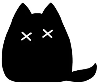 😶 Katze, tot, Schielauge, schwarz, süß, Cartoon, Sticker telegram sticker