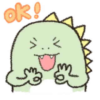 🎋 ok! dinosaure, mignon, ok, accord, dessin animé, animal telegram sticker