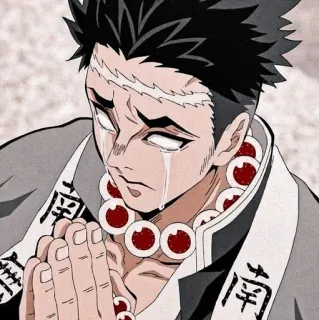 🙂 Gyomei Himejima Demon Slayer Gyomei Himejima, Demon Slayer, anime, manga, crying, character telegram sticker