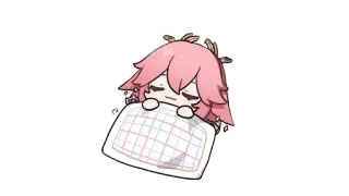 🌟 Yae Miko Genshin Impact mengantuk, imut, anime, video game, Genshin Impact, Yae Miko telegram sticker