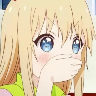 ❄️ anime, chica, sonrojo, linda, impactada, mano en la boca telegram sticker