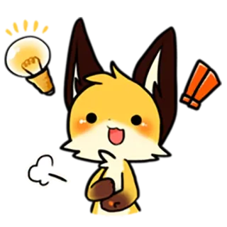 💡 Fuchs, Tier, Cartoon, niedlich, Emoticon, Idee, Glühbirne telegram sticker