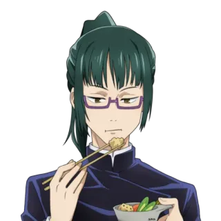 ➖ Maki Zenin Jujutsu Kaisen Anime, Personaje, Maki Zenin, Jujutsu Kaisen, Comiendo whatsapp sticker