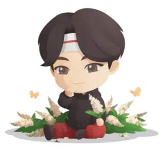 💜 cute, chibi, cartoon, character, boy, kpop telegram sticker