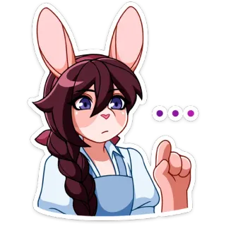 🤔 ... autocollant, lapin, réflexion, dessin animé, mignon, animal telegram sticker