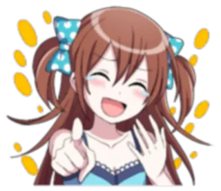 😋 Anime, Dziewczyna, Szczęśliwa, Radosna, Kreskówka, Wesoła, Słodka telegram sticker