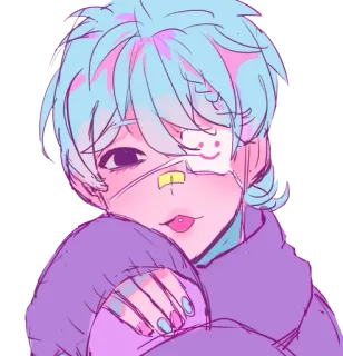 😛 Anime, Pastell, Süß, Verband, Illustration whatsapp sticker