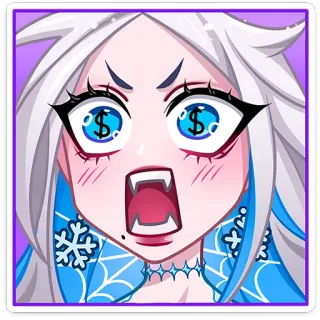 🤑 Anime, Kreskówka, Pieniądze, Wampir, Zły telegram sticker
