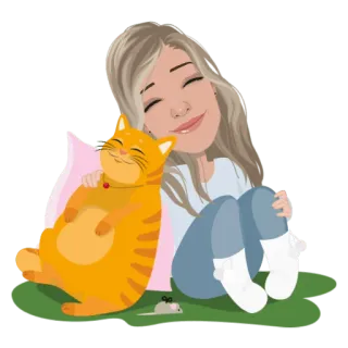 🐈 kucing, wanita, kartun, ramah, hewan peliharaan, binatang, imut telegram sticker