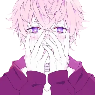 🙊 Anime, Anime Junge, Süß, Lila, Schüchtern, Errötend whatsapp sticker