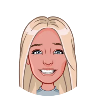 😀 cartoon, vrouw, blond, avatar, persoon, gezicht telegram sticker