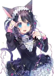 😸 アニメ, 猫耳, ネコ, かわいい, 可愛い, メイド, ファンタジー telegram sticker