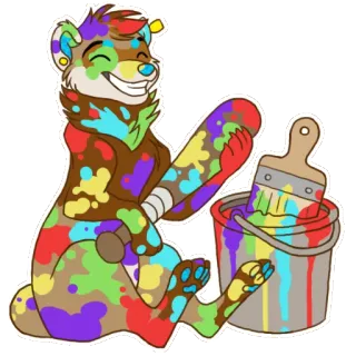 🎨 ours, peinture, coloré, poilu, art, dessin animé whatsapp sticker