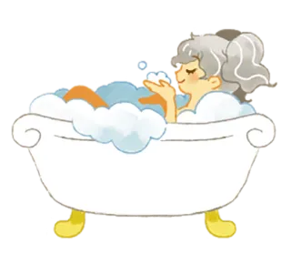 🛁 Badewanne, Seifenblasen, Frau, Baden, Cartoon telegram sticker