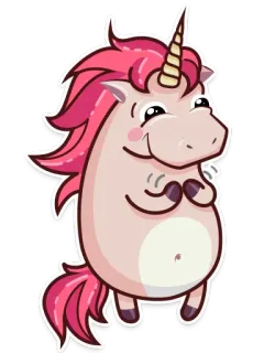 👍 unicórnio, fofo, desenho animado, fantasia, animal, mágico, rosa whatsapp sticker