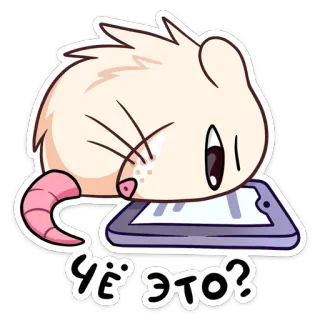 🔍 Чё это? น่ารัก, สัตว์, หนู, การ์ตูน, แท็บเล็ต, คำถาม telegram sticker