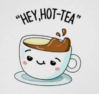 🔥 HEY, HOT-TEA Tee, Tasse, Getränk, heißer Tee, süß, kawaii whatsapp sticker
