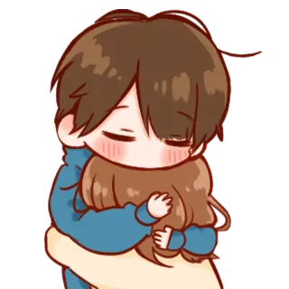 💞 pareja, abrazo, dibujos animados, amor, anime whatsapp sticker