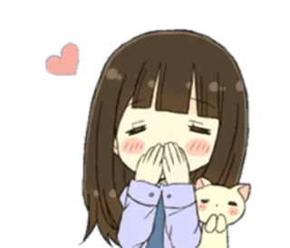 🙊 garota anime, gato, fofo, coração, kawaii telegram sticker