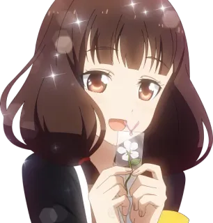 🌼 Аниме, Девушка, Цветок, Блеск telegram sticker