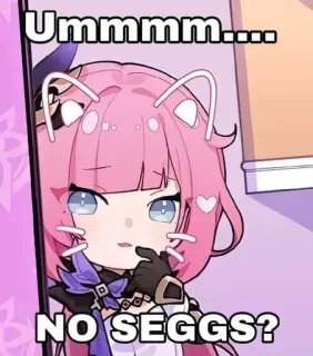🤔 Ummmm.... NO SEGGS? อนิเมะ, มีม, ตัวละคร, ผมสีชมพู, ตลก whatsapp sticker