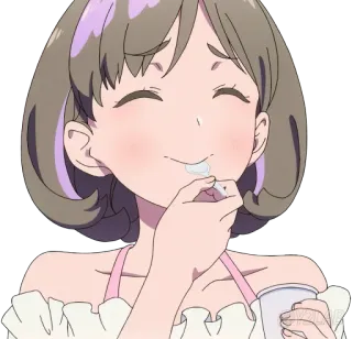 🍨 аниме, стикер, мультфильм, улыбающийся, милый, персонаж, девушка whatsapp sticker