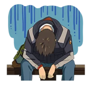 😱 sad, depressed, anime, tired, exhausted, unhappy telegram sticker