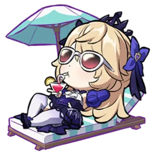 😎 Chibi, Anime, Été, Plage, Vacances, Boisson, Lunettes de soleil whatsapp sticker